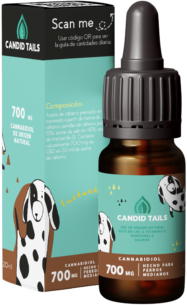 Petidibidiol aceite para perros medianos 700 mg + 20 ml