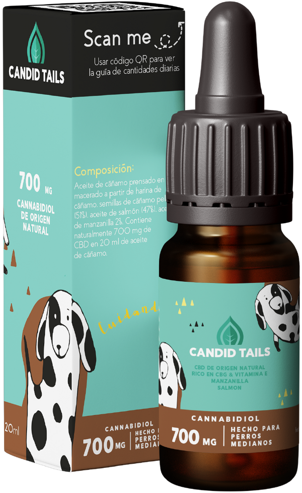 Petidibidiol aceite para perros medianos 700 mg + 20 ml